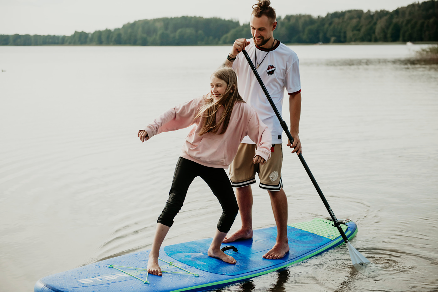 Family in a canoe in Lithuania